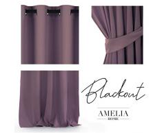 AmeliaHome Blackout Vorhang 1 St. Blickdicht, Polyester, Erikafarben, 140x245