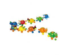 Geburtstagspolonäse aus bunt lackiertem Holz, 10 süße Kerzenhalter im Tier-Design können verschieden zusammengesteckt werden, schöne Dekoration für den Geburtstagstisch