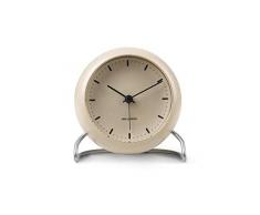 Arne Jacobsen Tischuhr, Kunststoff, beige, 11 cm