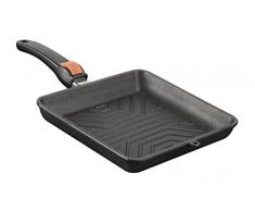 SKK 2424 Titanium 2000 Plus - Guss-Grillpfanne 24 x 24 cm, eckig, keramisch verstärkt, antihaft-beschichtete Pfanne, mit abnehmbarem Griff, Made in Germany