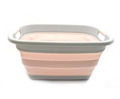 SAMMART Faltbarer Wäschekorb aus Kunststoff – Faltbarer Pop-Up-Aufbewahrungsbehälter/Organizer – tragbarer Wäschekorb – platzsparender Wäschekorb Rose