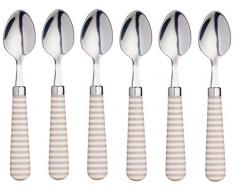 Kitchen Craft AMZTSPNHOOPTPSET6Farbige, Horizontal Gestreifte Teelöffel, Edelstahl, braun/grau, 15,5 x 3 x 2 cm, 6-Einheiten