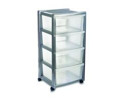 Stefanplast gratis Kommode mit 4 Schubladen, grau/transparent