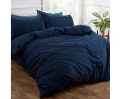 Brentfords Bettwäsche-Set aus gewaschenem Leinen, mit Kissenbezug, weiche gebürstete Mikrofaser, 100 Polyester, blau, Einzelbett