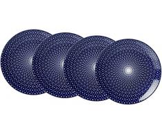 Ritzenhoff & Breker Kuchen- und Frühstücksteller-Set Royal Reiko, 4-teilig, 21,5 cm Durchmesser, Porzellangeschirr, Blau-Weiß