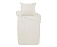 Heckett Lane Bettwäsche 100% Baumwolle Mako-Satin Uni Stripe 200x200 (80x80) Off-White