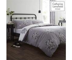 Catherine Lansfield Bouquet Blumenmuster Bettwäsche-Set, grau, doppelt