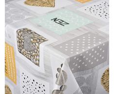 Venilia Harmonie Tischdecke Tischtuch Tischwäsche Wachstuch pflegeleicht wasserabweisend Oval, Pvc-Polyester, 140 x 200 cm