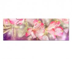 Panoramabild auf Leinwand und Keilrahmen 150x50cm Blumen Farbfilter rosa pink