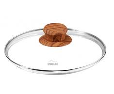 STONELINE 18 cm Glasdeckel, mit Knauf in Holzoptik Deckel, Glas, transparent