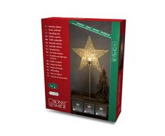 Konstsmide 2995-800 Messingfarbener Metallstern mit silberfarbenem Metallfuß / für Innen (IP20) / VDE geprüft / 230V Innen / ohne Leuchtmittel / mit an/aus Schalter / schwarzes Kabel