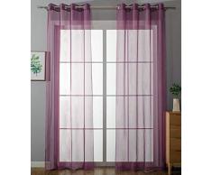 2er Set Ösenvorhänge Transparent »Uni« Gardine HxB 175x140 cm Lila Stores Vorhang Ösen Bleibandabschluß Wohnzimmer, 20332-cn2