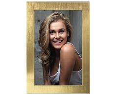 Hama Bilderrahmen 13x18 cm Davos (Fotorahmen mit Samtrückwand zum Aufstellen und Aufhängen) gold