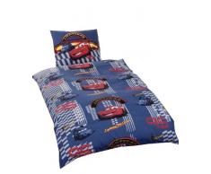 Global Labels G 15 600 WD189 115 Walt Disney Cars - Cars Blue Race Allover-Bettwäsche Renforcé 135 x 200 Bettbezug und 80 x 80 cm Kissenbezug