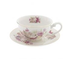 Clayre & Eef 6CE0835 Kaffeetasse mit Untertasse Ø 13 * 2/12 * 9 * 5 cm