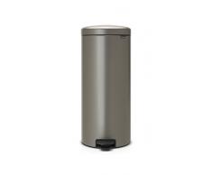 Brabantia Pedal Bin newIcon Treteimer mit Kunststoffeinsatz in Platin, Plastik, Platinum, 30 Liter