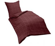 Fleuresse Feinbiber Bettwäsche aus 100% Baumwolle, Fb. 4, Karo / rot, 135 x 200 cm