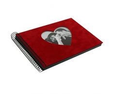 Goldbuch Spiralalbum mit herzförmigem Fensterausschnitt, Rosso, 24 x 17 cm, 40 schwarze Seiten, Velour, Rot, 20766