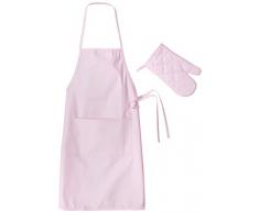 Städter 256026 Kinderschürze, Handschuh Set Rosa Backzubehör, Baumwolle
