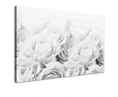LANA KK - Leinwandbild Bed Of Roses BW mit Blumen auf Echtholz-Keilrahmen â Frühling und Natur Fotoleinwand-Kunstdruck in weiÃ, einteilig & fertig gerahmt in 100x70cm