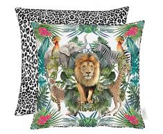 APELT Lion 45X45 80 Kissen, Polyester-Baumwolle, Weiß/Bunt, 45 x 45 x 15 cm