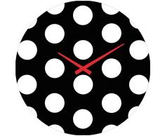 BUVU VM13AV036-2 Vintage Glas Wanduhr, Black & White, 30 x 30 x 3 cm