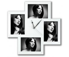 Zep Bergamo Wanduhr mit Bilderrahmen f?r 4 Bilder je 13 x 18 cm, wei?, Abmessungen: 45 x 45 cm