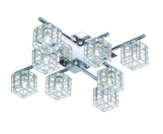 Reality Leuchten Deckenleuchte, Schirm aus Aludraht, 8xG9 28 W ECO, 370 lm, 2700 K, 53 x 53 cm, chrom R61358906