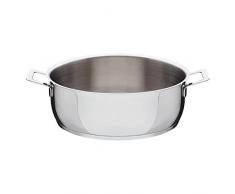 Alessi POTS & PANS Flache Kasserolle mit zwei Griffen aus Edelstahl