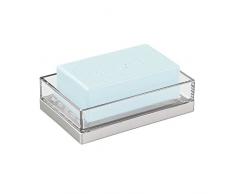 iDesign 41080EU Clarity Seifenschale, 12,70 x 8,26 x 3,51 cm, durchsichtig/gebürstet, ABS/glas