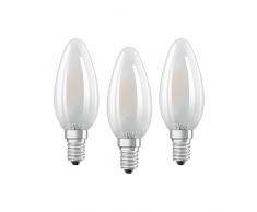 Osram LED Base Classic B Lampe, in Kerzenform mit E14-Sockel, nicht dimmbar, Ersetzt 40 Watt, Matt, Warmweiß - 2700 Kelvin, 3er-Pack