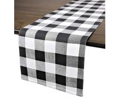Crabtree Collection Deluxe Weihnachts-Tischwäsche, Baumwolle, leuchtende Farben für Küche und Esszimmer – Läufer, kariert, 30,5 x 182,9 cm, Schwarz