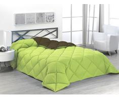 SABANALIA ENBI400-180R/N Zweifarbige Steppdecke, 400 g Cama 105-180 x 270 Verde y Chocolate