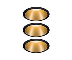 Paulmann 93404 LED Einbauleuchte Cole rund incl. 3x6,5 Watt dimmbar Einbaustrahler Schwarz, Gold matt Einbaulampe Kunststoff, Alu Zink Deckenspot 2700 K, 19.5 W, 3er-Set