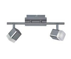 Reality Leuchten LED Deckenleuchte Roubaix R82152107, Metall, Nickel matt, Acryl weiß, 2 x 4 Watt