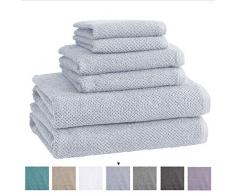 Great Bay Home Badetücher, 100% Baumwolle, schnell trocknend, strukturiert. Sehr saugfähig, Popcorn-Gewebe. Akazien-Kollektion, Baumwolle, Sterling Blue, 6er-Set