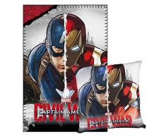 Cerdá Captain America - Fleecedecke und Kissen, 150 x 100 x 15 cm, grau
