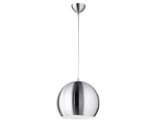 Reality Leuchten Pendelleuchte Pendellampe aus Metall, 1 x E27 maximum 60 W ohne LM, Durchmesser 30 cm, Pendellänge maximum 130 cm, nickel matt R30101007