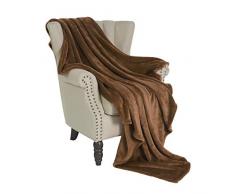 Exclusivo Mezcla Große Flanell-Samt Decke und Bettdecke - Verschiedene Größen und Farben Traditionell Throw(50x70) braun