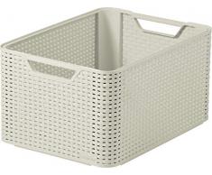 CURVER 189337 Aufbewahrungskorb, Rattanoptik, L, Elfenbein
