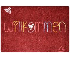 deco-mat Polyamid Fußmatte Willkommen • Fussmatte Draussen • rutschfest und waschbar • Fussabstreifer • 40 x 60 cm - Willkommen Bunt-Rot