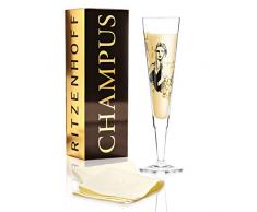 RITZENHOFF Champus Champagnerglas von Peter Pichler (La Parisienne), aus Kristallglas, 205 ml, mit edlen Goldanteilen, inkl. Stoffserviette