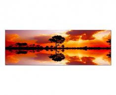 Panoramabild auf Leinwand und Keilrahmen 150x50cm Afrika See Sonnenuntergang Spiegelung