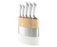Richardson Sheffield R170WHK445K20 FUSION Messerblock, inkl. Messer-Set, Küchenmesser, Allzweckmesser, Kochmesser, Fleischmesser & Brotmesser, 13/0 Messerstahl, Kunststoff, Holz, Weiß/Braun