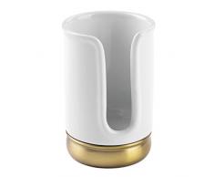 iDesign 75808EU York Spender für Einwegbecher für Bad Ablage, 7,11 x 0,254 x 11,43 cm, weiß/soft brass, keramik