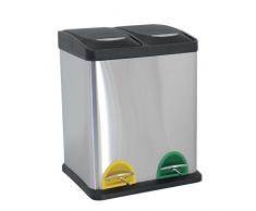 MSV Mülleimer Mülltrennsystem 16 L (2x8 Liter) mit Inneneimer große Abfallbehälter Abfalleimer Treteimer Edelstahl
