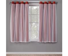 Exklusive Home Catarina geschichteter massiver Verdunkelungsvorhang und durchsichtiger Fenster-Vorhang mit Tülle Oben, Polyester, Polyester, Spicy Orange, 63 x 52 x 0.2 cm