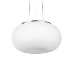 EGLO Pendellampe Optica, 2 flammige Pendelleuchte, Hängeleuchte aus Stahl, Farbe: Nickel matt, Glas: Opal matt weiß, Fassung: E27, Ø: 44,5 cm