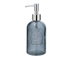 Wenko Seifenspender Vetro Flüssigseifen, Spülmittel-Spender Fassungsvermögen 0.4 l, Glas, Grau, 8,5 x 19 x 7,5 cm