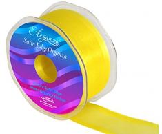 Eleganza 38 mm x 25 m Geschenkband aus Organza mit Satin-Einfassung, Gelb 11